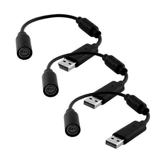 Xbox 360 Controller USB Adapter Set - 3-Pack Black ABS Cables for Enhanced Gaming Connectivity and PC Compatibility