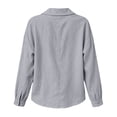 thumbnail image 3 of cocolona Womens Linen Peter Pan Collar Tops Dressy Casual Long Sleeve Button Solid Color Shirts, 3 of 5