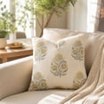 thumbnail image 5 of OCCOA Vintage Floral Print Throw Pillow Cover, Soft Linen Cushion Case for Sofa Couch Bed, 4 Colors Neutral Farmhouse Home Decor, Yellow, 5 of 7