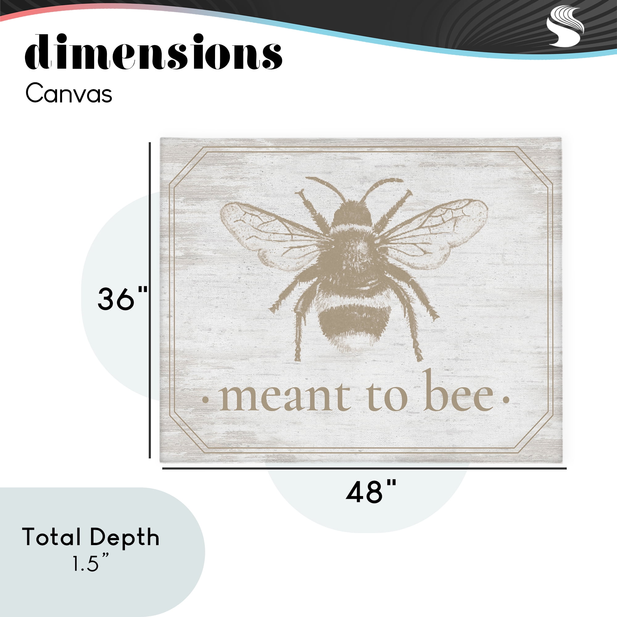 Meant To Bee Rustic Border Canvas Wall Art, design by Lettered and Lined