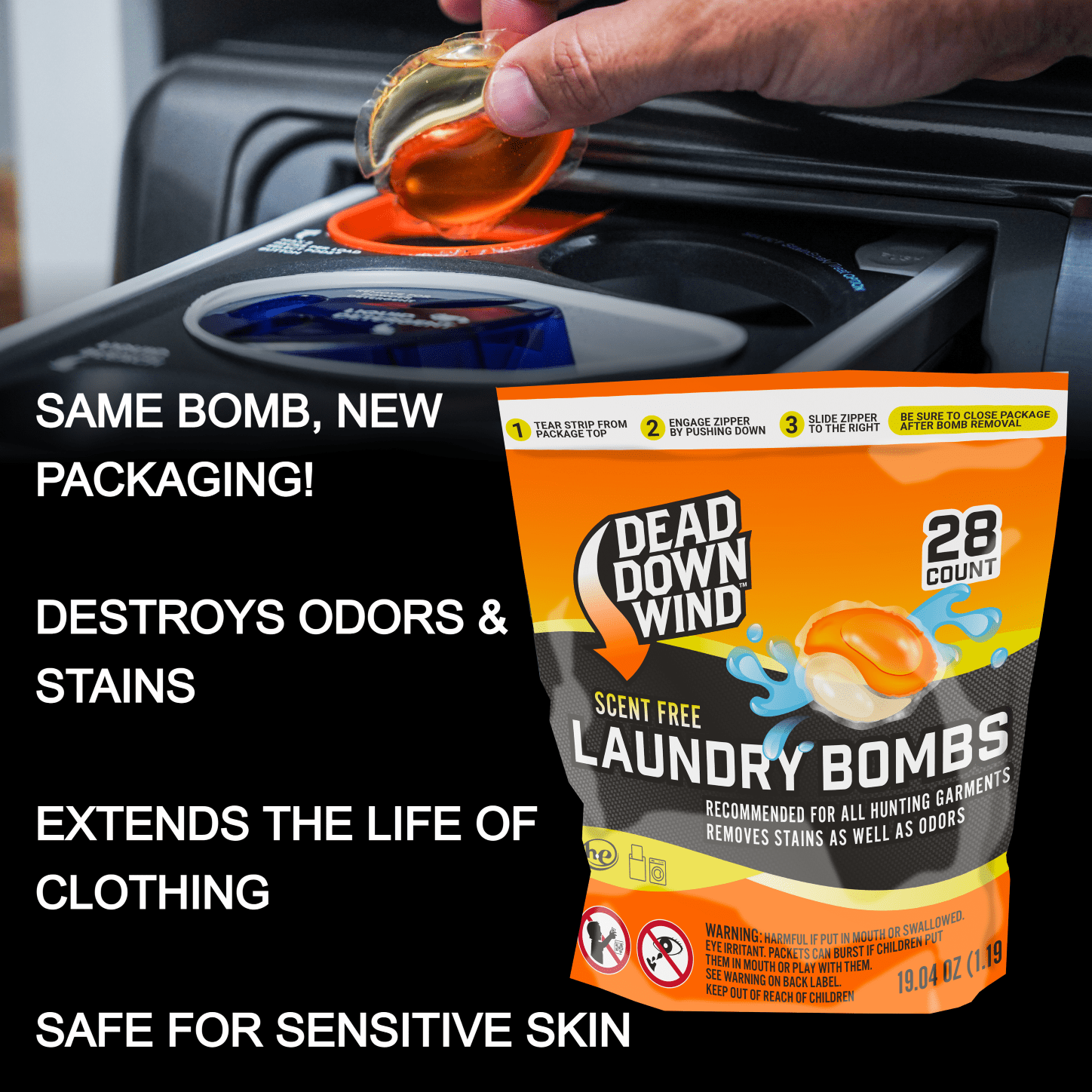 (3 pack) Dead Down Wind Laundry Bombs (Pods) - 28ct - Unscented Detergent for Hunting - 19.04 total oz.