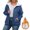 Dark Blue, variant on Fleece Lined Jacket for Women 2025 Winter Oversized Long Sleeve Plain Zip Up Hooded Coat with Pockets Outerwear