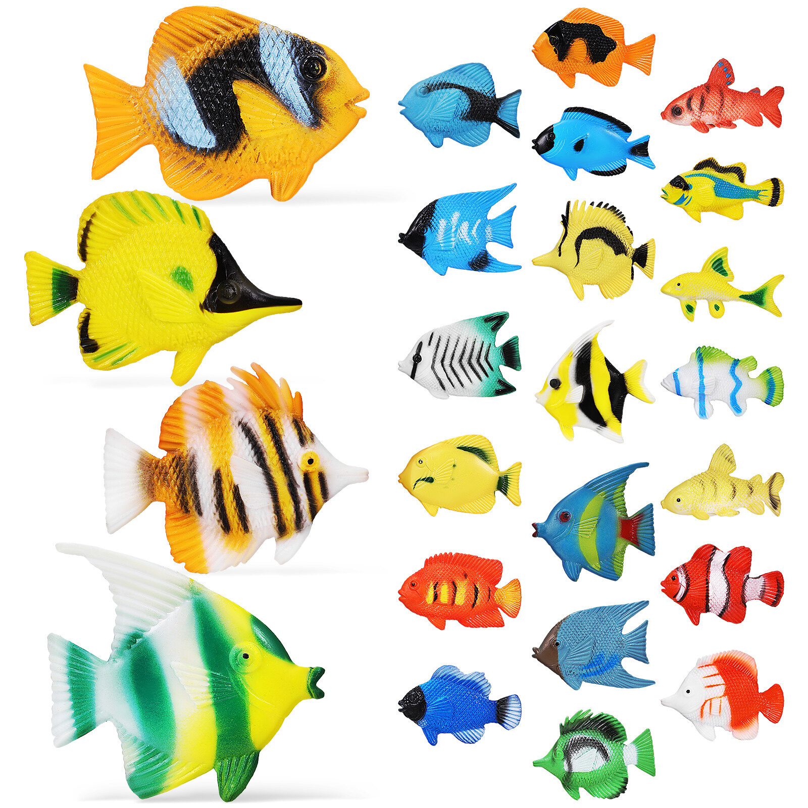 24 Pcs Tropical Fish Toys Vivid Plastic Fish Models Preschool