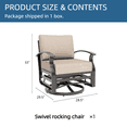 thumbnail image 6 of ALAULM Aluminum Outdoor Single Swivel Chair Set with 5.1" High-Resilience Seat Cushions, Removable Cushions for Backyard, Lawn, Porch, Sand, 6 of 6