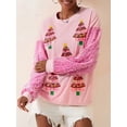 thumbnail image 5 of Christmas Sweatshirt with Sequin Long Sleeve for Women Santa Print Sparkle Pullover Tops Streetwear, 5 of 6