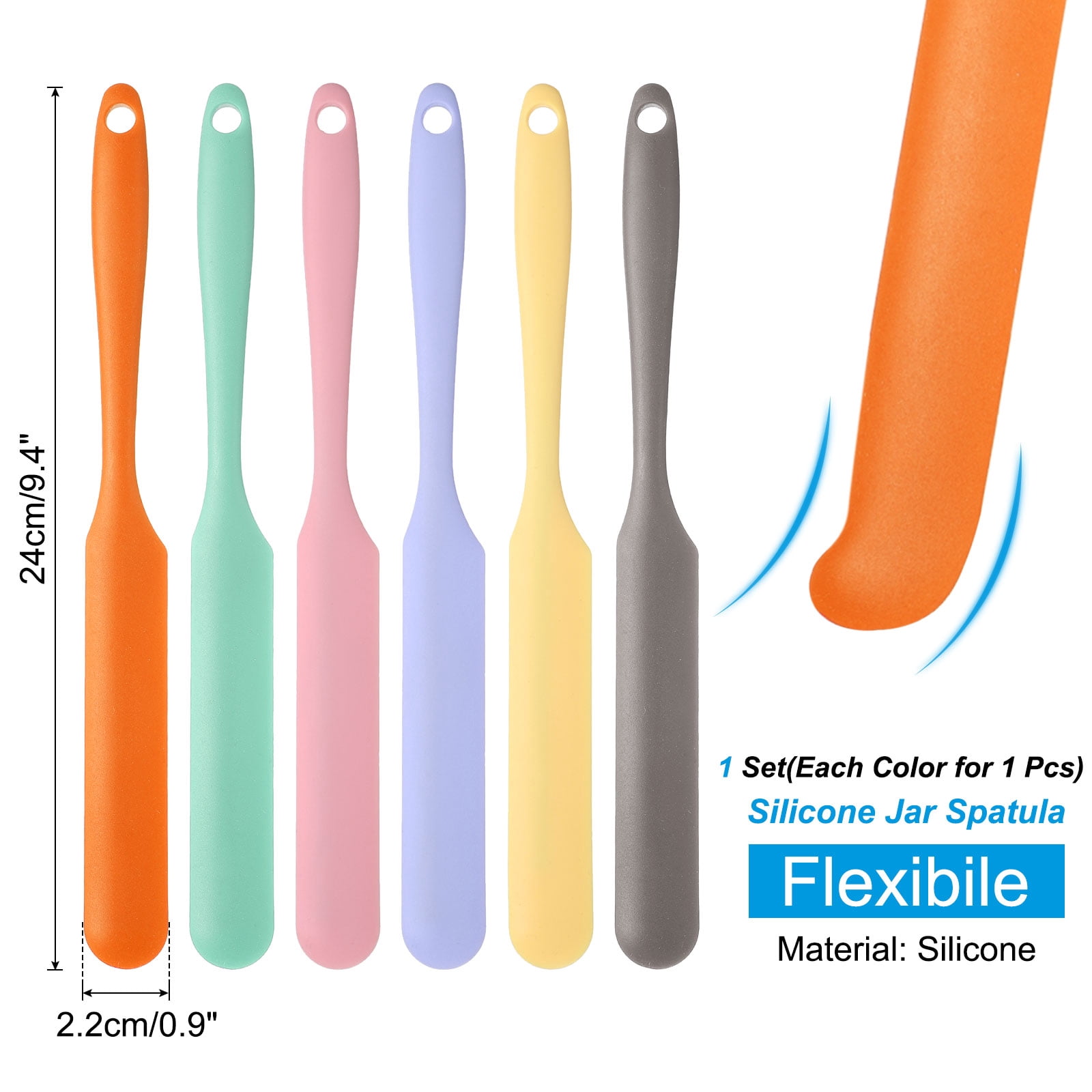 Unique Bargains Silicone Heat-Resistant Spatula Green Pink Purple Yellow Orange Gray
