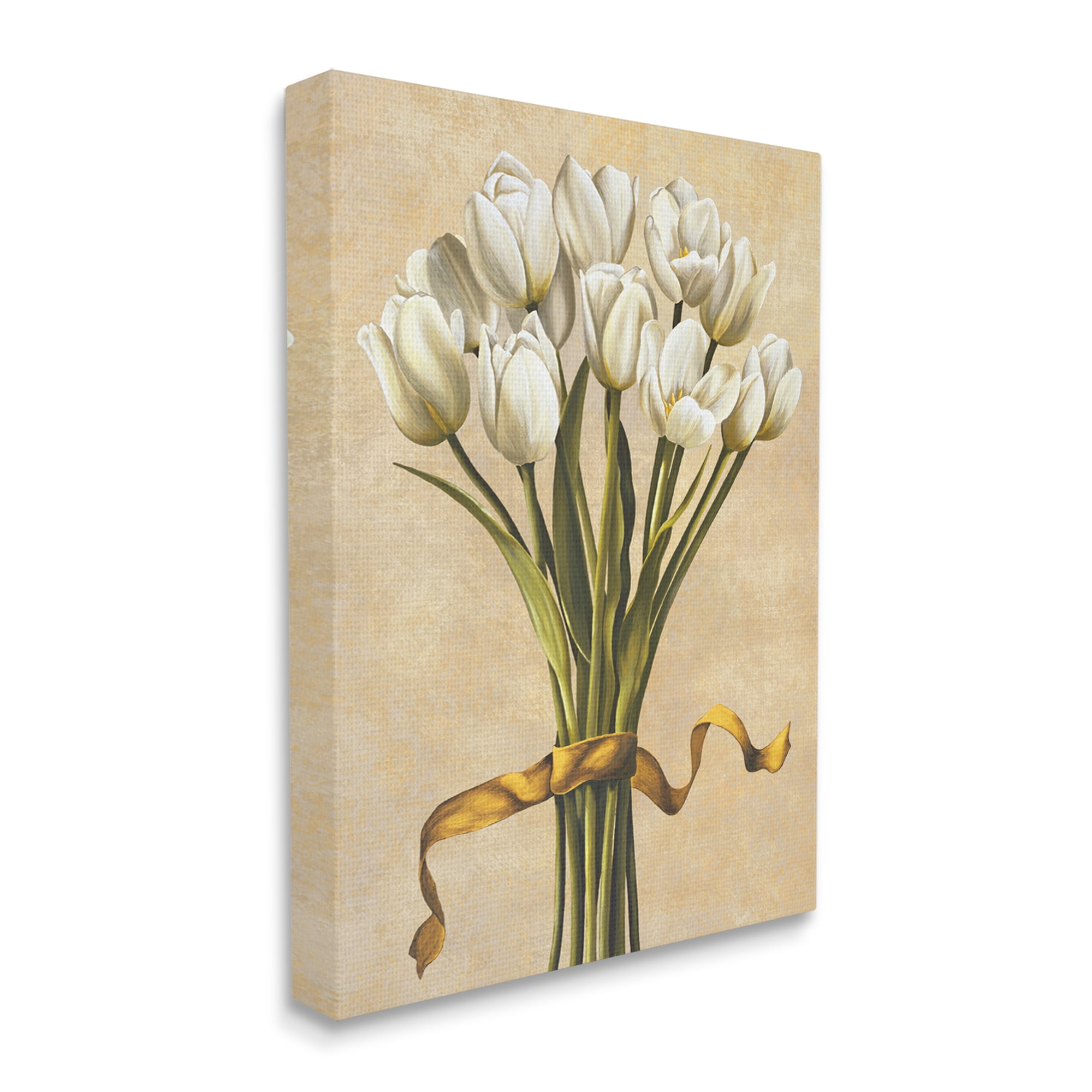 Stupell Industries Vintage White Tulips Botanical & Floral Painting Gallery Wrapped Canvas Art Print Wall Art, 30 x 40