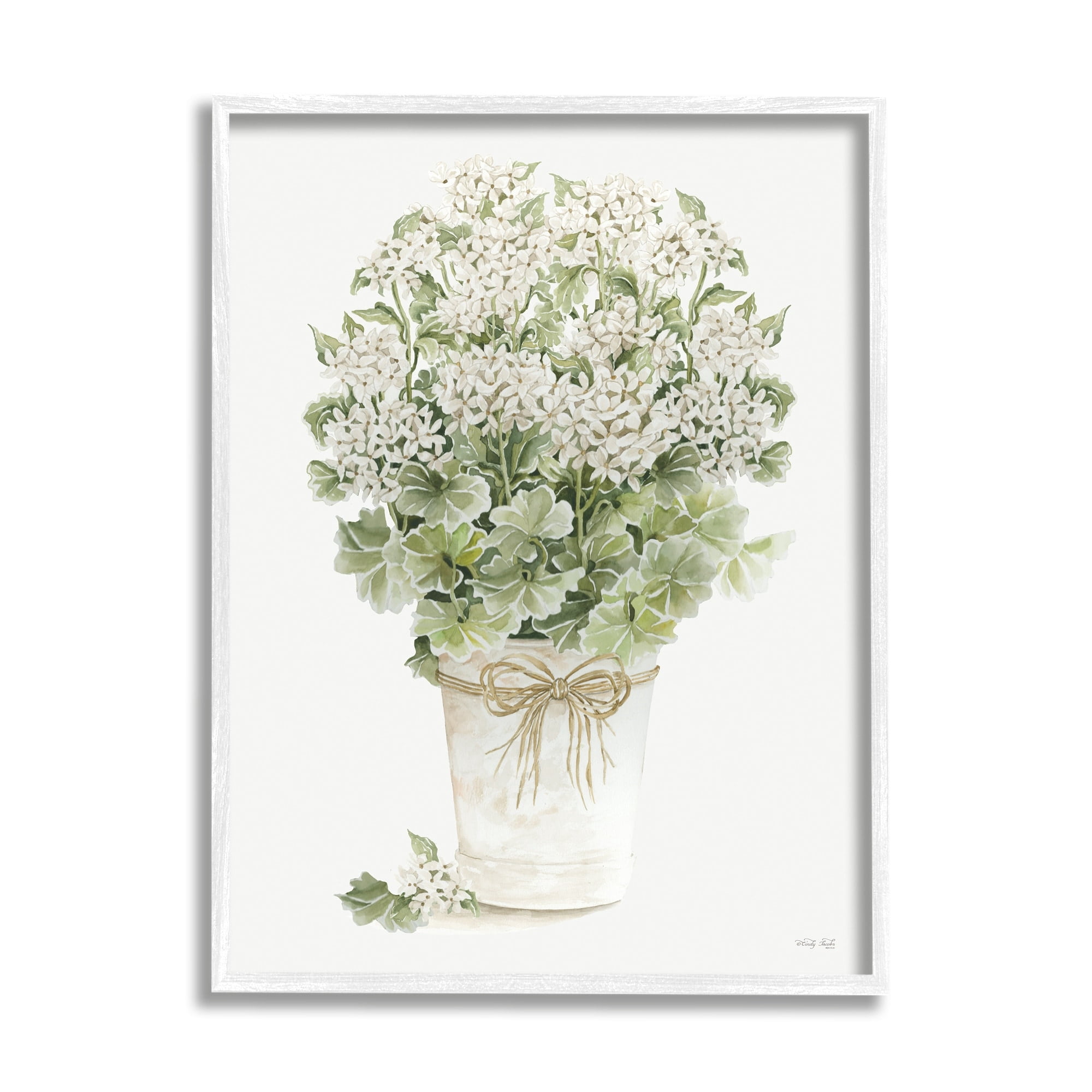 Stupell Industries Round Flower Bouquet Small White Dainty Petals Painting White Framed Art Print Wall Art, Design by Cindy Jacobs