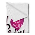 thumbnail image 2 of Birthday Soft Flannel Fleece Throw Blanket, Vintage Typography Hand Lettering Calligraphy Pink Heart Message, Cozy Plush for Indoor and Outdoor Use, 70" x 90", Fuchsia Black White, by Ambesonne, 2 of 5