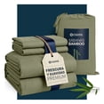 thumbnail image 1 of Juego de Sábanas de Bambú Ultra Suaves, Frescas, Hipoalergénicas, Esquimal (Verde Olivo, Individual), 1 of 8