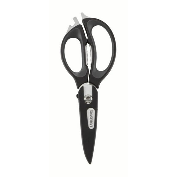 Farberware 4 in 1 Stainless Steel Scissors with Nonslip Handles, Black and Gray