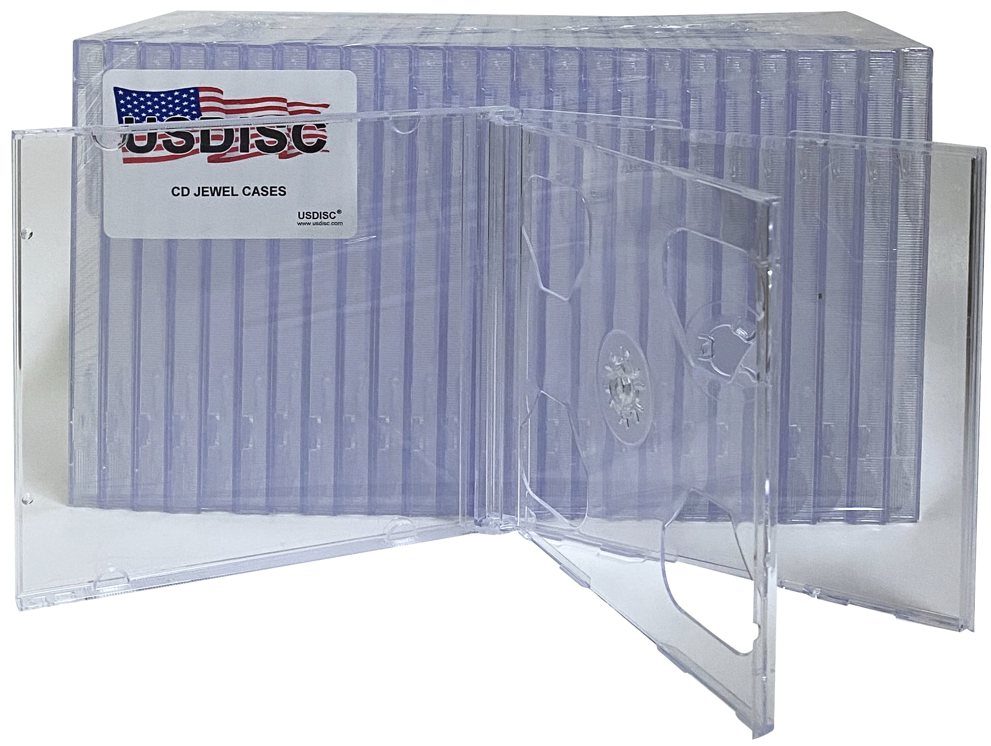 USDISC CD Jewel Cases Standard 10.4mm, Triple 3 Disc, Clear, Pack Of 50