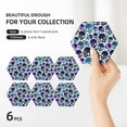 thumbnail image 3 of XMXY Drink Coasters with Holder for Coffee Table, Crazy Blue Skeletons Skulls Absorbent Ceramic Cups Coaster Sets 6 Pack, 4 Inches Hexagon, 3 of 9