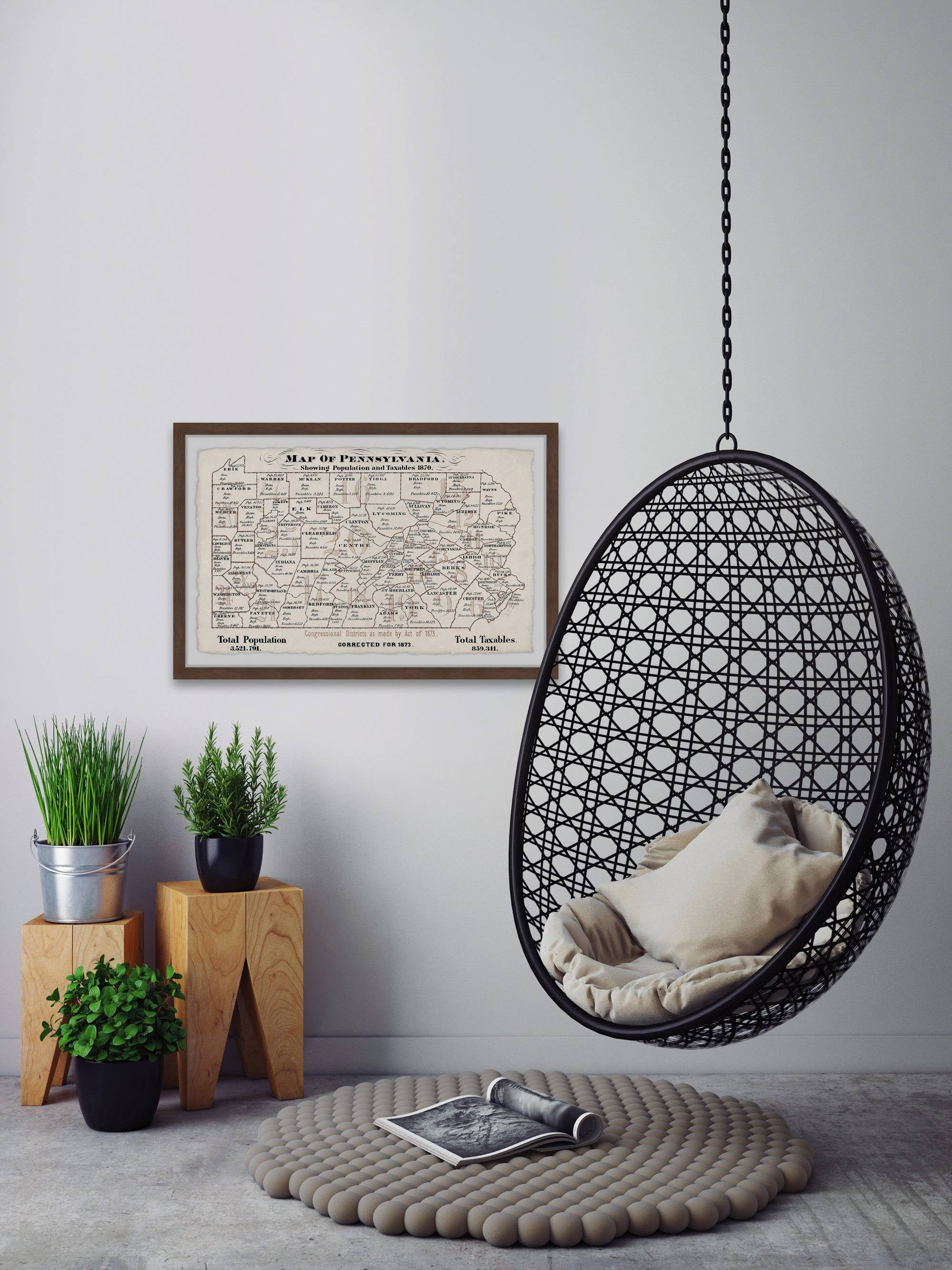 Marmont Hill Pennsylvania Outline Framed Wall Art, 12" x 18"