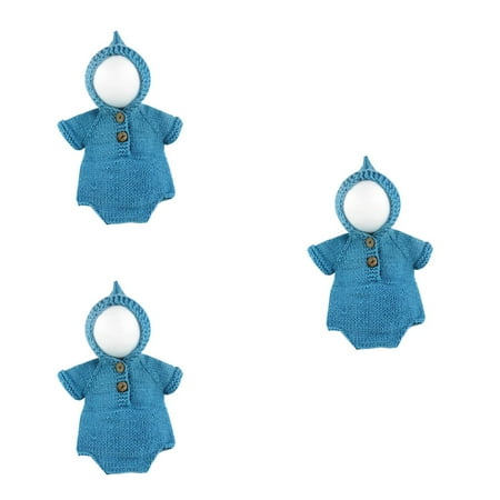 

3pcs Handmade Wool Knitted Unisex Newborn Baby Warm Breathable Jumpsuit for Photo Prop Daily Wear