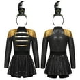 thumbnail image 6 of SiiRoh Girls Circus Ringmaster Jumpsuit Sequins Tassels Tutu Skirt Leotard with Hats for Stage Party Black 14, 6 of 7