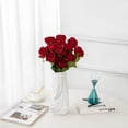 thumbnail image 2 of 12PCS Artificial Silk Flowers Realistic Roses Bouquet Long Stem for Home Wedding Decoration Party (Wine Red), 2 of 6