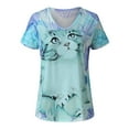 thumbnail image 3 of Blouse à Manches Courtes Grande Taille pour Femmes Été Imprimé Col en V Chemise à Manches Courtes Tunique Décontractée Blouse Col en V T-Shirt Femmes en Solde, 3 of 9