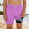 thumbnail image 2 of Boy Swimming Trunks with Compression Liner Purple Quick Dry Beach Board Shorts Boys Shorts 9-10 Years, 2 of 5
