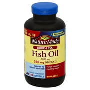 Nature Made Fish Oil 2400mg Burp-less Softgels, 210 Count, Omega 3 Supplement For Heart Health