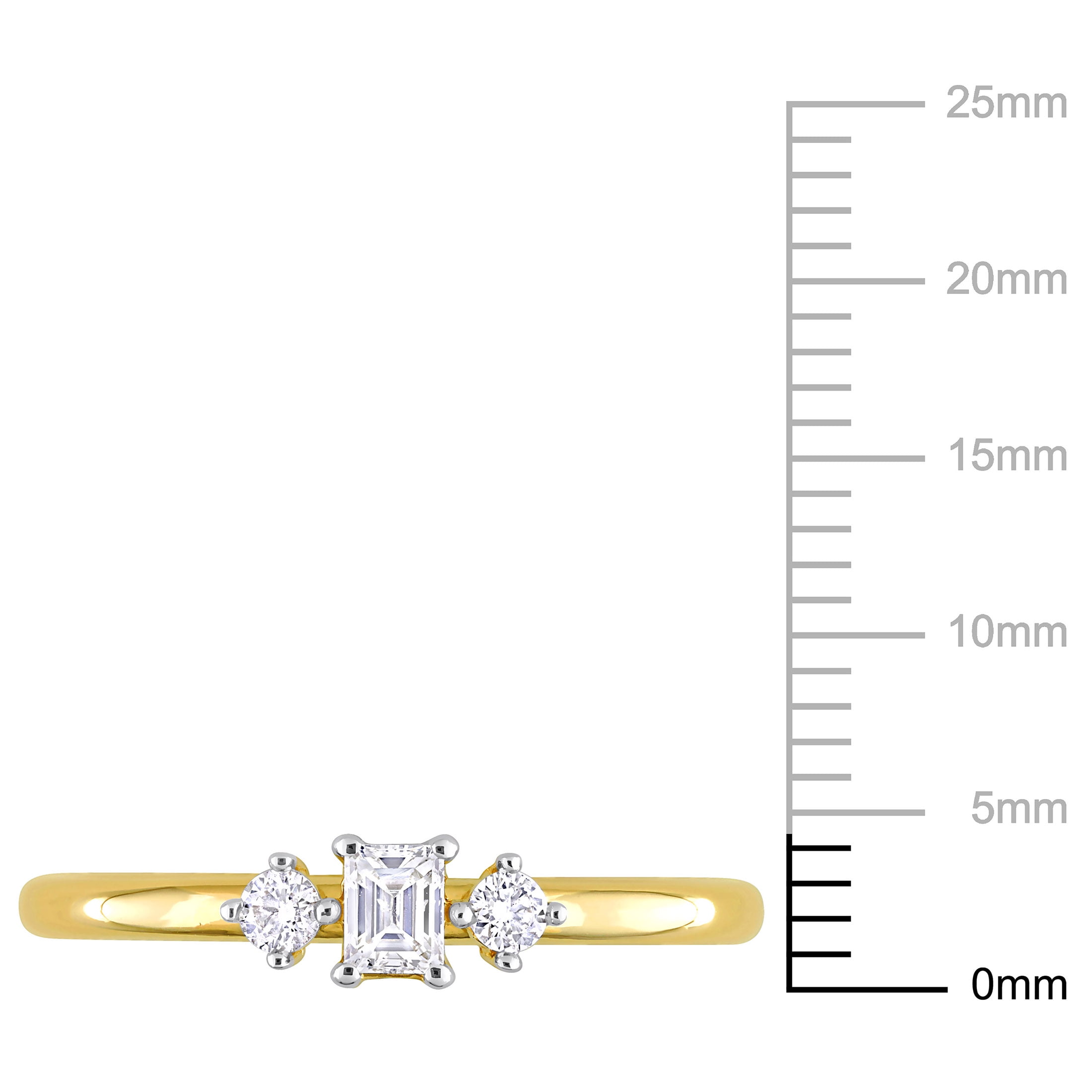 Miabella Women's 1/4 CT T.W. Emerald & Round Diamond 14kt Yellow Gold 3-Stone Engagement Ring