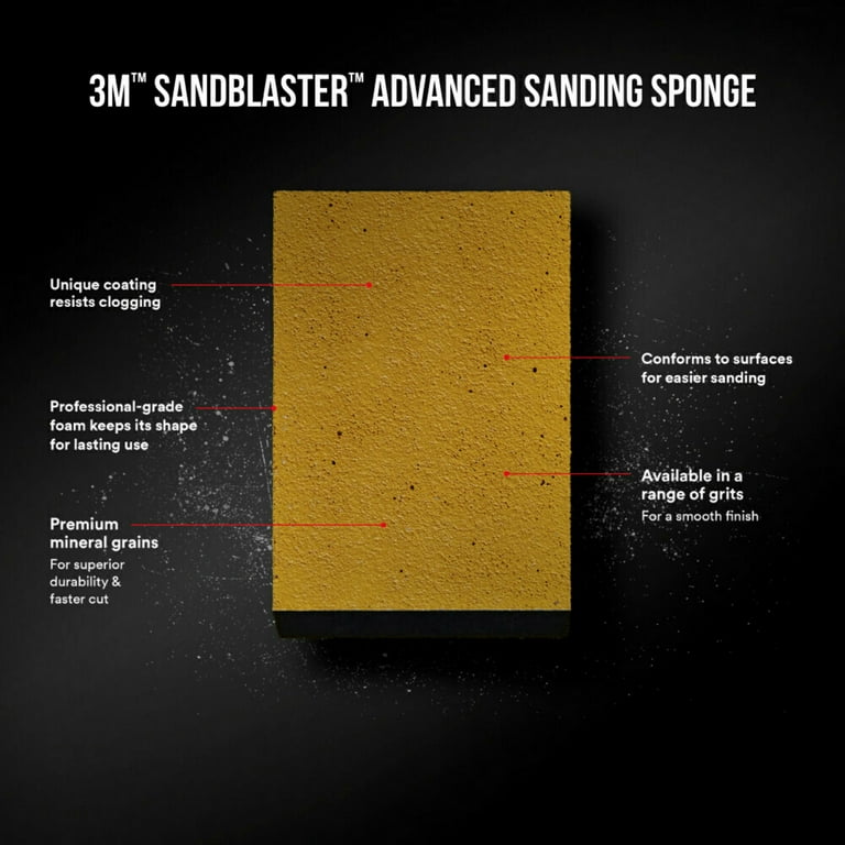3M Pro Grade Precision 4-1/2 in. x 2-1/2 in. x 1 in. 120-Grit Fine Sanding Sponge