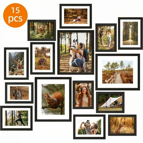 JQDWMDLX 15 Pack Picture Frames Set, Black Picture Frames Collage Wall Decor for Assorted Photos, Three 8x10, Six 5x7, Six 4x6 for Wall Hanging Or Tabletop Display, Home Decor