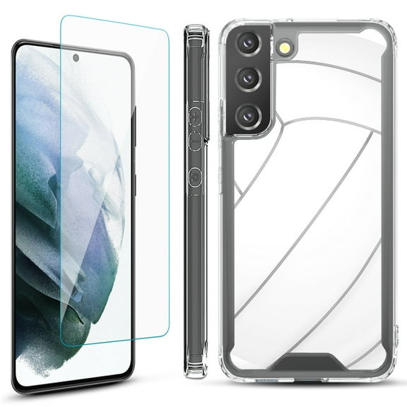 Shockproof Bumper Phone Case for Samsung Galaxy S22  / S22 Plus 5G, with Tempered Glass Screen Protector, by OneToughShield ® - Volleyball