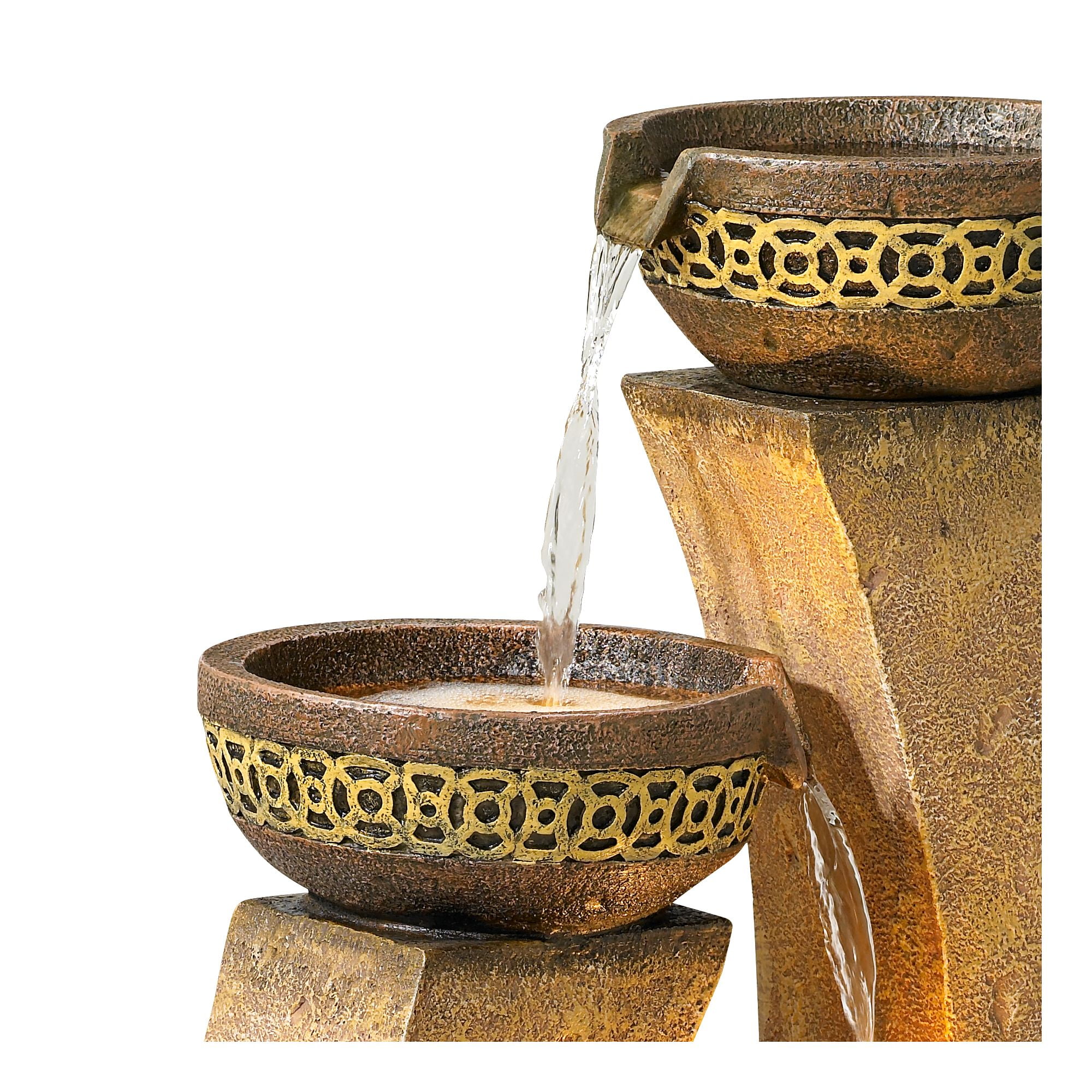 Four Bowl 41 1/2" High Large Zen Indoor Outdoor Decor Faux Stone Floor Fountain with Light LED Cascading