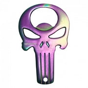 Keychain Bottle Opener | Wartech 3.25" Rainbow Color Skull + Black Nylon Case