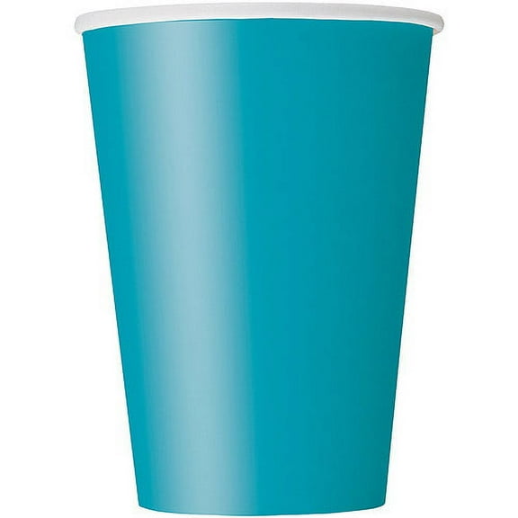 Disposable Paper Party Cups, 12 oz, Teal Blue, 10ct