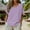 Purple, variant on Cotton Linen Tops for Women Short Sleeve Tunic Blouse Crew Neck Tops Trendy Cute Plaid Shirts Yellow