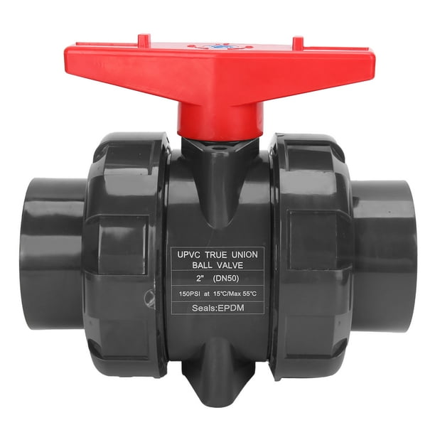 Herwey DN50 PVC Double Union Compact Ball Valve For Swimming Pool Aquarium  Accessory 