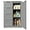 Grey, variant on Small Pantry Cabinet with Door and Shelves, 33'' Kitchen Pantry Cabinet Freestanding Wooden Bathroom Storage Cabinet with 4 Drawers for Kitchen and Dining Room, Black