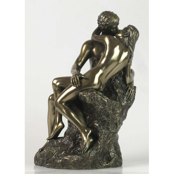 US 9.5 Inch The Kiss - Sitting on The Rock Cold Cast Bronze Figurine