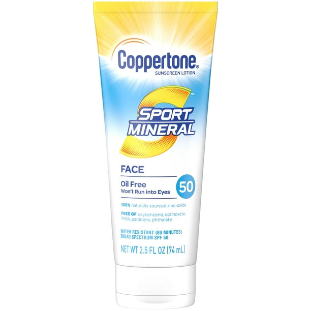 Coppertone Sport Mineral Face Sunscreen Lotion SPF 50, 2.5oz Walmart