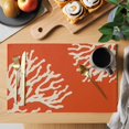 thumbnail image 2 of Coral Orange Placemats Set of 8 Coastal White Ocean Marine Nautical Beach Place Mats Indoor Wipeable Table Mats Washable Cloth Dining Table Placemats for Kitchen Holiday Party Home Decor 13x19 Inch, 2 of 9