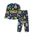 thumbnail image 2 of Kll Colorful Space Print Women'S Long Sleeve Pajamas With Pants Sleepwear Loungewear 2 Set-X-Large, 2 of 9