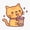 1pcs, variant on Orange Tabby Cat Boba Tea Sticker