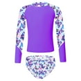 thumbnail image 1 of YONGHS Kids Girls Bathing Suit Long Sleeve Rash Guard Shirts with Briefs Sun Protection Beach Swimwear Purple 8, 1 of 7