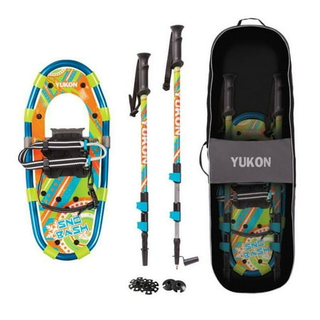 - Yukon Charlie's Sno Bash Youth Kids Hiking Aluminum Snowshoe Kit w/ Poles & Bag