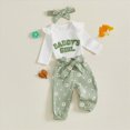 thumbnail image 5 of TOWED22 Baby Girl Fall Winter Clothing Sets 3pc Outfits Long Sleeve Round Neck Graphic Romper Bodysuit Floral Pants Headband Jumpsuit Set(Light Green,18-24 M), 5 of 5