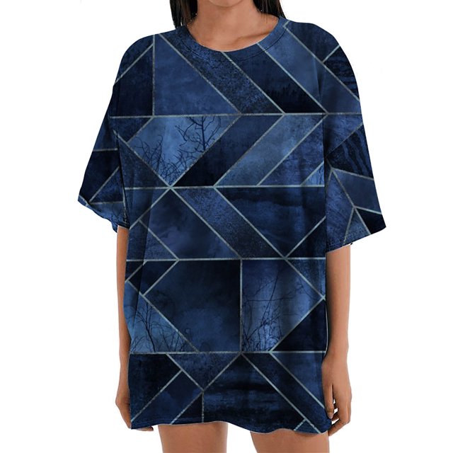 Blusa informal de manga corta con estampado geométrico de manga corta para mujer Fridja gope2722