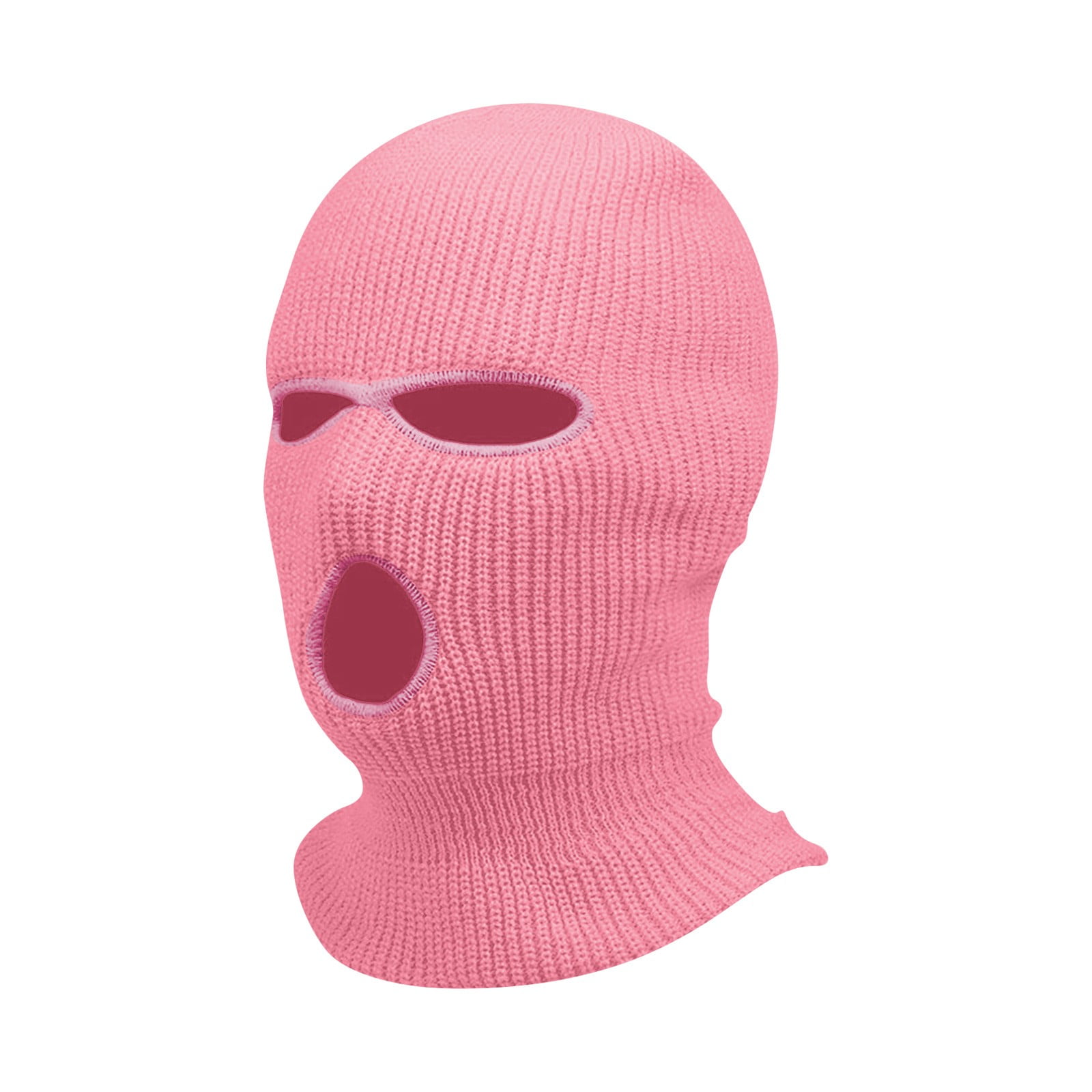 Mlqidk 3 Hole Winter Knitted Mask, Outdoor Sports Full Face Cover Ski Mask Warm Knit Balaclava for Adult Pink