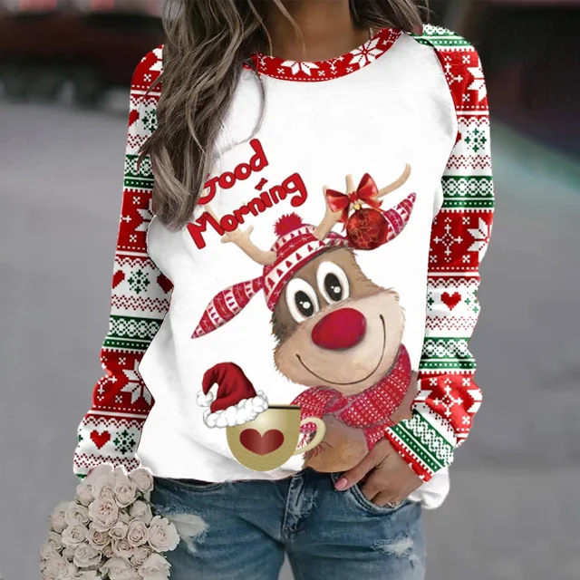 2024 suéter unisex del cuello redondo de la venta caliente suéter impreso 3D del estilo de la Navidad