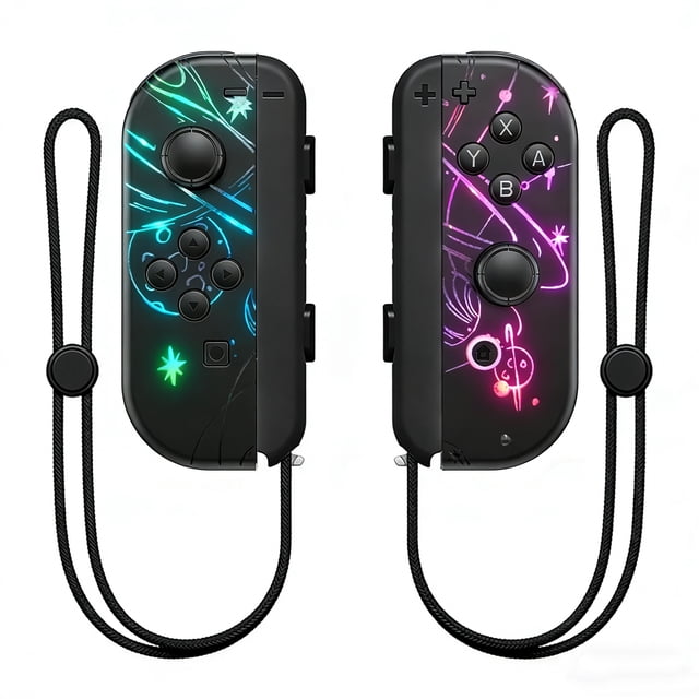 Wireless Controller for Nintendo Switch with Wrist Strap,Left and Right RGB Joypad Controllers Compatible with Switch/OLED/Lite,Support Dual Vibration/6-Axis Gyro/Motion Control/Wake-up(Planet)
