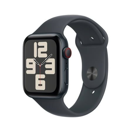 Apple Watch SE (2nd Gen) [GPS + Cellular 44mm] Smartwatch with Midnight Aluminum Case and Midnight Sport Band - M/L. Fitness & Sleep Tracker, Crash Detection, Heart Rate Monitor