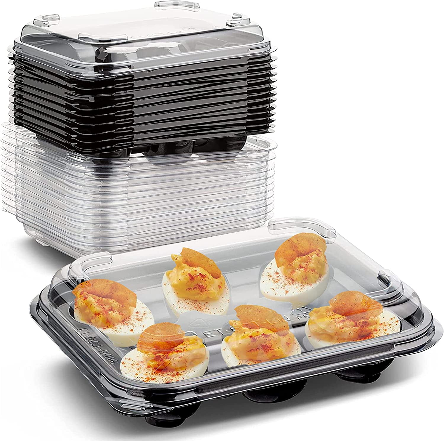 MT Products Plastic Deviled Egg Tray with Lid Set of 20 Trays and 20