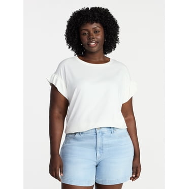 Terra & Sky Women's Plus Ruffle Short Sleeve Tee, Sizes 0X-5X