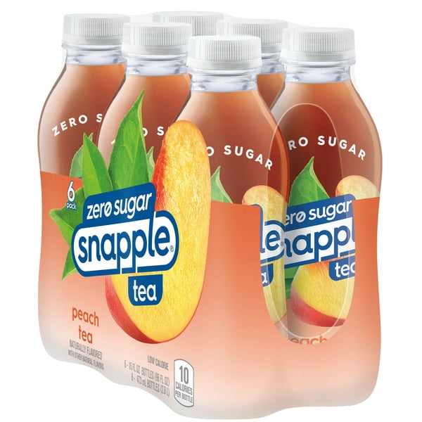 Snapple Zero Sugar Peach Tea – 16 fl oz Bottles (6-Pack, Pack of 2)
